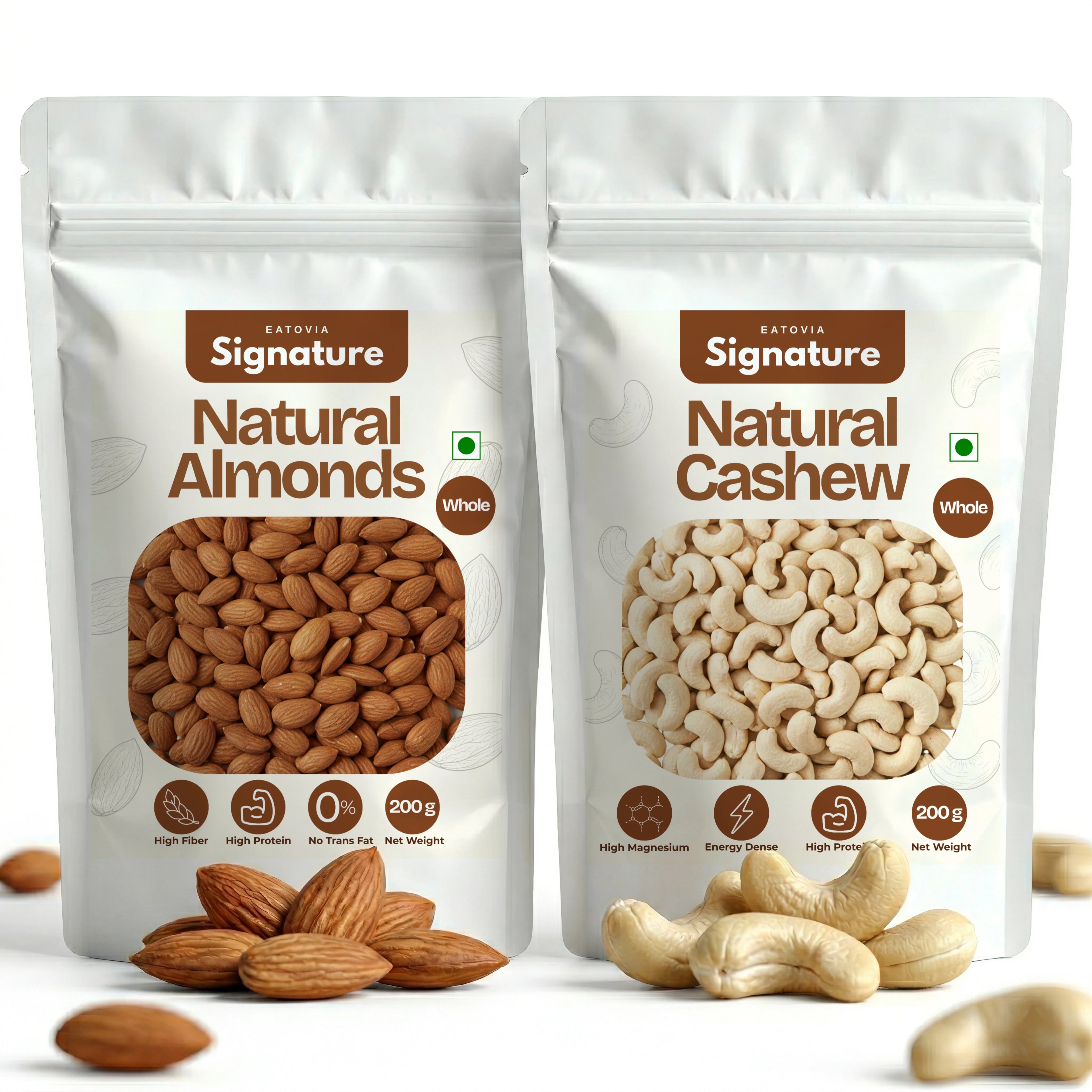 Californian Almonds & Whole Cashews Combo Pack (200g each)